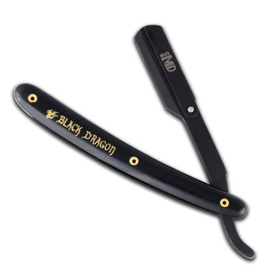 MD Black Dragon Plastic Handle Professional Swing Lock Shavette with Black Powder Coating