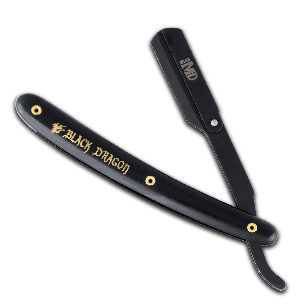 MD Black Dragon Plastic Handle Professional Swing Lock Shavette with Black Powder Coating