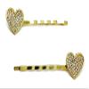 14k Gold Plated Rhinestone Heart Hair Pins for Women and Girls, Valentines Day Bobby Pin, Decorative Hair Pins, Gold Heart Bobby Pins view 1