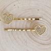 14k Gold Plated Rhinestone Heart Hair Pins for Women and Girls, Valentines Day Bobby Pin, Decorative Hair Pins, Gold Heart Bobby Pins view 2