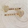 14k Gold Plated Rhinestone Heart Hair Pins for Women and Girls, Valentines Day Bobby Pin, Decorative Hair Pins, Gold Heart Bobby Pins view 4