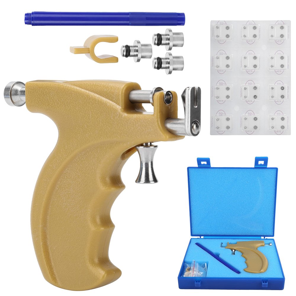 Professional Stainless Steel Ear Piercing Gun Kit, Nose Navel Ear Piercing Instrument Tool Kit With 48 Pairs Stud Earrings, Reusable Piercing Kit And Piercing Tool For Salon Home