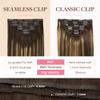 GOO GOO Clip in Hair Extensions Real Human Hair, Remy Human Hair Extensions Clip ins for Women, Natural Human Hair, 16inch 130g 7Pcs, 4/27/4 Balayage Chocolate Brown to Caramel Blonde view 3