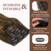 GOO GOO Clip in Hair Extensions Real Human Hair, Remy Human Hair Extensions Clip ins for Women, Natural Human Hair, 16inch 130g 7Pcs, 4/27/4 Balayage Chocolate Brown to Caramel Blonde view 4