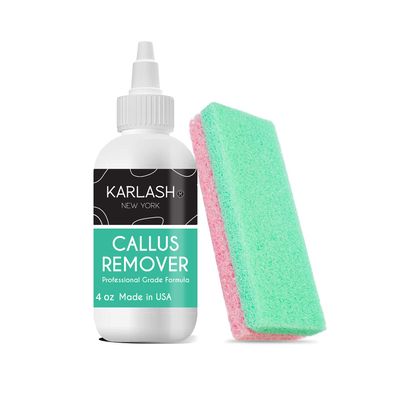 Karlash Callus Remover Gel for Feet and Foot Pumice Stone Scrubber Kit Remove Hard Skins Heels and Tough Callouses from feet Quickly and Effortless 4 oz (4 Ounce)