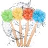 4 Pieces Loofah Back Scrubber Bath Sponge with Wooden Handle Long Handle Sponge Mesh on a Stick for Shower Exfoliating Bath Body Brush Luffa Back Brush for Women Men (Blue, Orange, Yellow, Green) view 2
