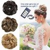 FACE MIRACLE Curly Messy Rose Bun Hair Piece Updo Scrunchie Ponytail Natural As Human Hair (#1 Jet Black) view 2