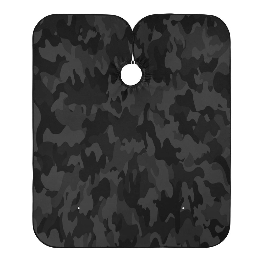 Blueangle Black Camouflage Barber Cape for Men Hair Cutting - Waterproof Salon Hairdressing Cape, 65" x 55"