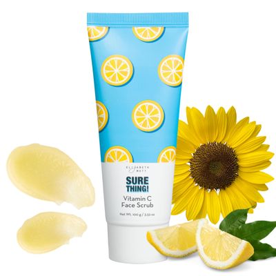 Elizabeth Mott Sure Thing Vitamin C Face Scrub  Heat Activated Exfoliating Facial Cleanser for Deep Pore Cleansing & Smoother Skin  Gentle Brightening Scrub, Vegan & Cruelty-Free Skincare, 3.52 oz