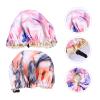 2pcs Adjustable Shower Cap Hair Shower Hat Bonnets for Women Tie Dye Hat Loose Sleeping Cap Shower Caps for Women Silk Bonnets Womens Hats Satin Broadside Women's Accessories view 3
