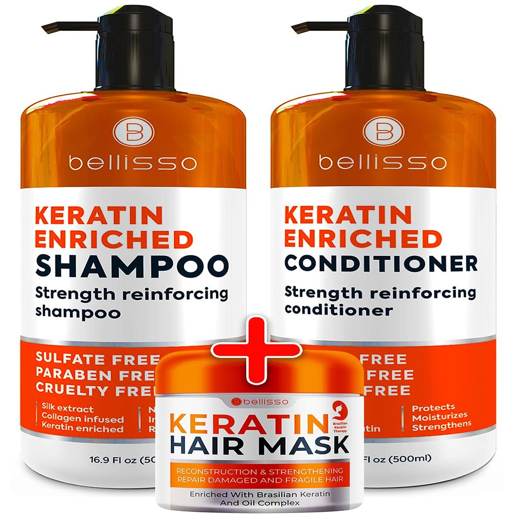 BELLISSO Keratin Shampoo and Conditioner Set and Keratin Hair Mask