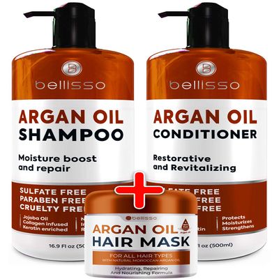 BELLISSO Moroccan Argan Shampoo, Conditioner Set and Hair Mask