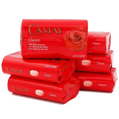 Camay Classic Bar Soap, Rose Essence, 4.98 Oz Each Soap, 6 Bar Soaps.