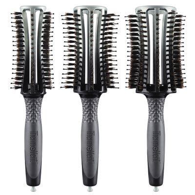 Olivia Garden ThermoVent Ionic Boar Round Brush Set, Not Electrical, 3 pc
