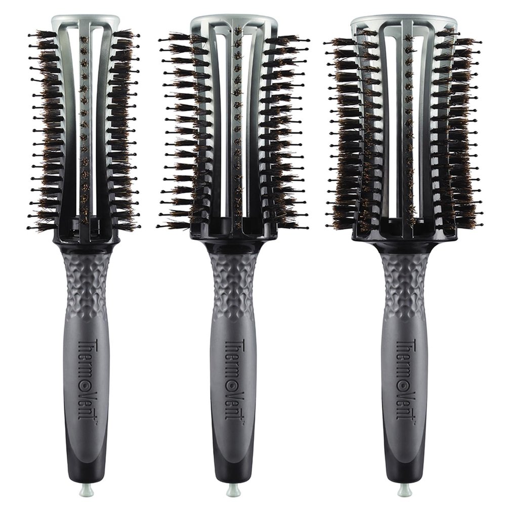 Olivia Garden ThermoVent Ionic Boar Round Brush Set, Not Electrical, 3 pc