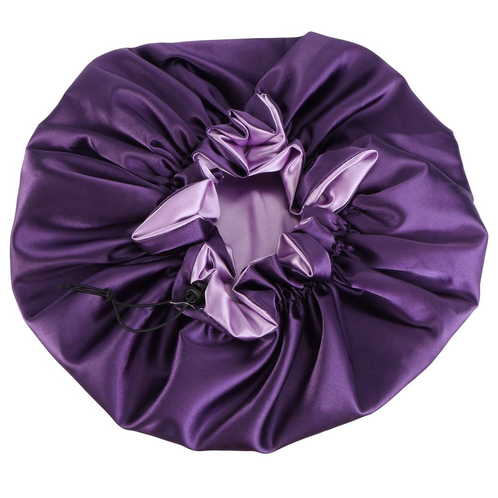 Beaupretty 1pc Satin Double Layer Shower Cap for Women Reusable Soft and Lightweight Hair for Bathing Spa and Cooking for All Hair Types