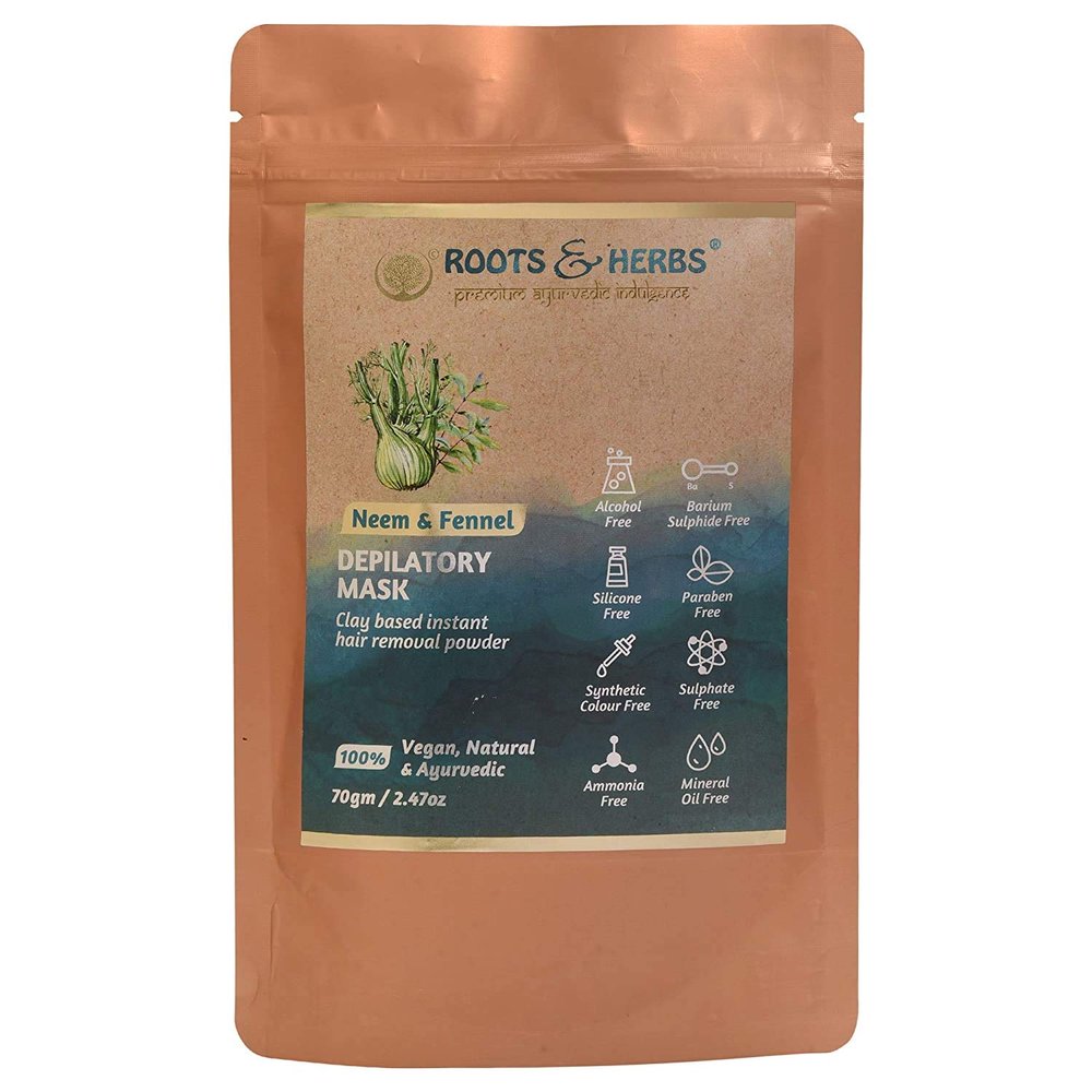 Roots and Herbs Neem and Fennel Depilatory Ubtan for Hair Removal - Hands, Legs, Underarms, Bikini Area