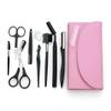 8PCS/SET Eyebrow Shaping Kit - Scissors, Pencil, Brush Trimmer, Beauty Tools Set With Leather Bag (Pink) view 4