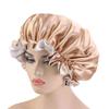 Magik Double-sided Cover Satin Night Sleep Cap Hair Bonnet Hat Head w/Elastic Band (2 Pack, Champagne/Ivory) view 3