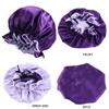 Magik Double-sided Cover Satin Night Sleep Cap Hair Bonnet Hat Head w/Elastic Band (2 Pack, Black/Silver) view 2