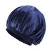 Magik Women Satin Night Sleep Cap Hair Bonnet Hat Silk Head Cover Wide Elastic Band (2 Pack, Navy Blue) view 1