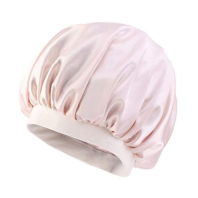 Magik Women Satin Night Sleep Cap Hair Bonnet Hat Silk Head Cover Wide Elastic Band (2 Pack, Champagne)