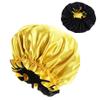 Magik Double-sided Cover Satin Night Sleep Cap Hair Bonnet Hat Head w/Elastic Band (1 Pack, Yellow/Black) view 1