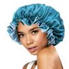 Magik Double-sided Cover Satin Night Sleep Cap Hair Bonnet Hat Head w/Elastic Band (2 Pack, Teal Blue/Light Blue) view 2