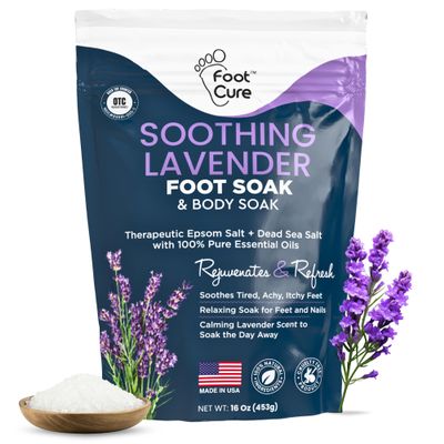 FOOT CURE Soothing Lavender Foot Spa with Epsom Salt Bath Soak Pedicure Foot Soak Tub & Feet Massager Spa Relaxing Scrubber & Dead Skin Remover Ionic Foot Bath Detox for Feet Care (Pack of 1)