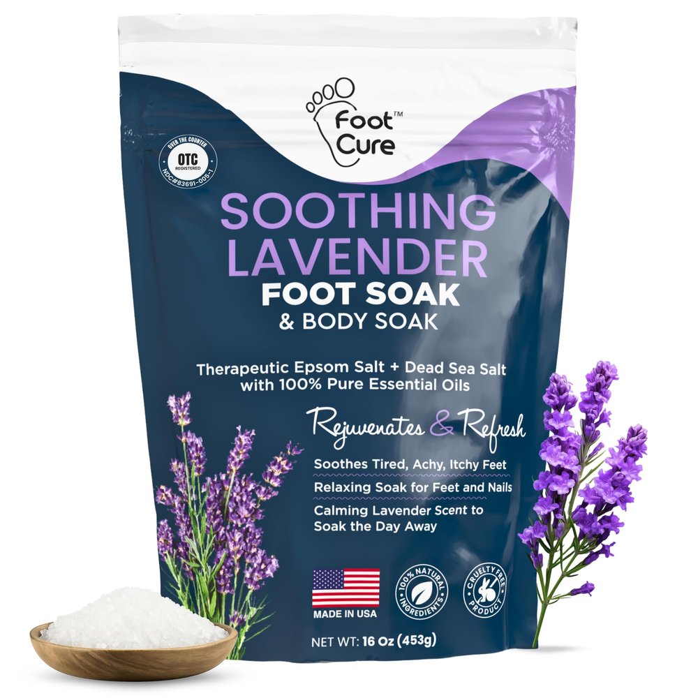 FOOT CURE Soothing Lavender Foot Spa with Epsom Salt Bath Soak Pedicure Foot Soak Tub & Feet Massager Spa Relaxing Scrubber & Dead Skin Remover Ionic Foot Bath Detox for Feet Care (Pack of 1)