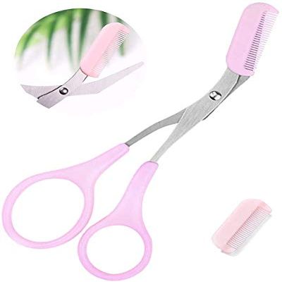 E-Universal Professional Precision Trimmer Eyebrow Scissors Remover Beauty Tool with Comb and Non Slip Finger Grips Eyebrows Aid Makeup Tool