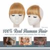 BARSDAR Real Human Hair Clip in Bangs - Blonde Human Hair Clip in Bangs for Women - Golden Blonde Thick Bangs Extensions Fringe with Temples Dyeable Real Hair Bangs Hairpieces - Dark Golden Blond view 2