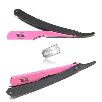 Barbershop Professional Pro Straight Edge Razor in Pink and Black  Lightweight Easy Hold Hair Shaving Razor  Shavette Kit Double Edge Folding All Purpose Unisex Shaving Razor.