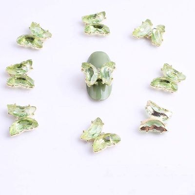 10pcs/Lot 1512mm Nail Art Decorations 3D Nail Supplies Crystal Gold Butterfly Nail Sticker Rose DIY Handmade Decorations (9)