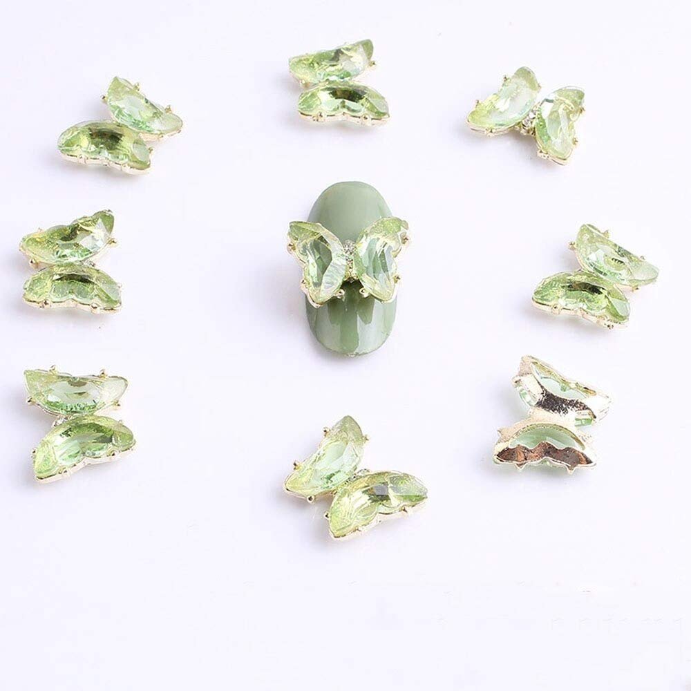 10pcs/Lot 1512mm Nail Art Decorations 3D Nail Supplies Crystal Gold Butterfly Nail Sticker Rose DIY Handmade Decorations (9)