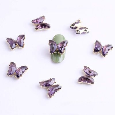 10pcs/Lot 1512mm Nail Art Decorations 3D Nail Supplies Crystal Gold Butterfly Nail Sticker Rose DIY Handmade Decorations (7)