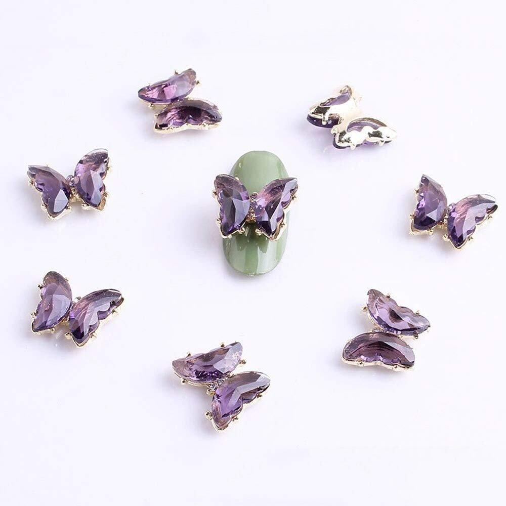10pcs/Lot 1512mm Nail Art Decorations 3D Nail Supplies Crystal Gold Butterfly Nail Sticker Rose DIY Handmade Decorations (7)