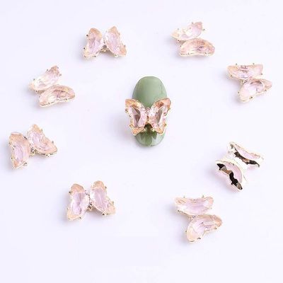 10pcs/Lot 1512mm Nail Art Decorations 3D Nail Supplies Crystal Gold Butterfly Nail Sticker Rose DIY Handmade Decorations (5)