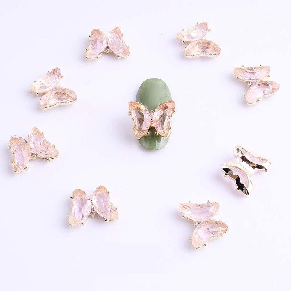 10pcs/Lot 1512mm Nail Art Decorations 3D Nail Supplies Crystal Gold Butterfly Nail Sticker Rose DIY Handmade Decorations (5)