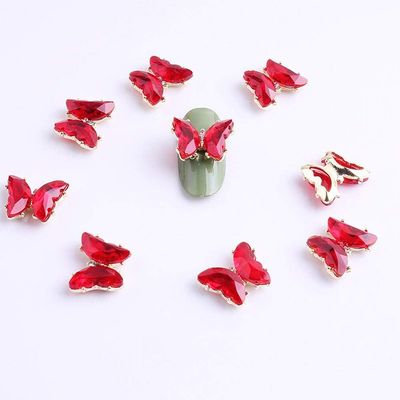 10pcs/Lot 1512mm Nail Art Decorations 3D Nail Supplies Crystal Gold Butterfly Nail Sticker Rose DIY Handmade Decorations (1)