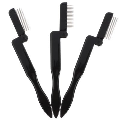 3pcs Foldable Eyebrow Combs Eyelash Extensions Combs Brow Eyelash Grooming Stainless Steel Lash and Brow Makeup