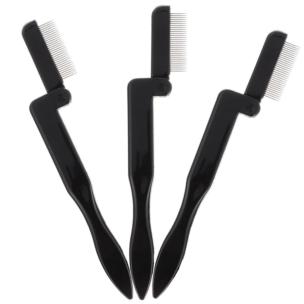 3pcs Foldable Eyebrow Combs Eyelash Extensions Combs Brow Eyelash Grooming Stainless Steel Lash and Brow Makeup