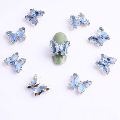 10pcs/Lot 1512mm Nail Art Decorations 3D Nail Supplies Crystal Gold Butterfly Nail Sticker Rose DIY Handmade Decorations (3)