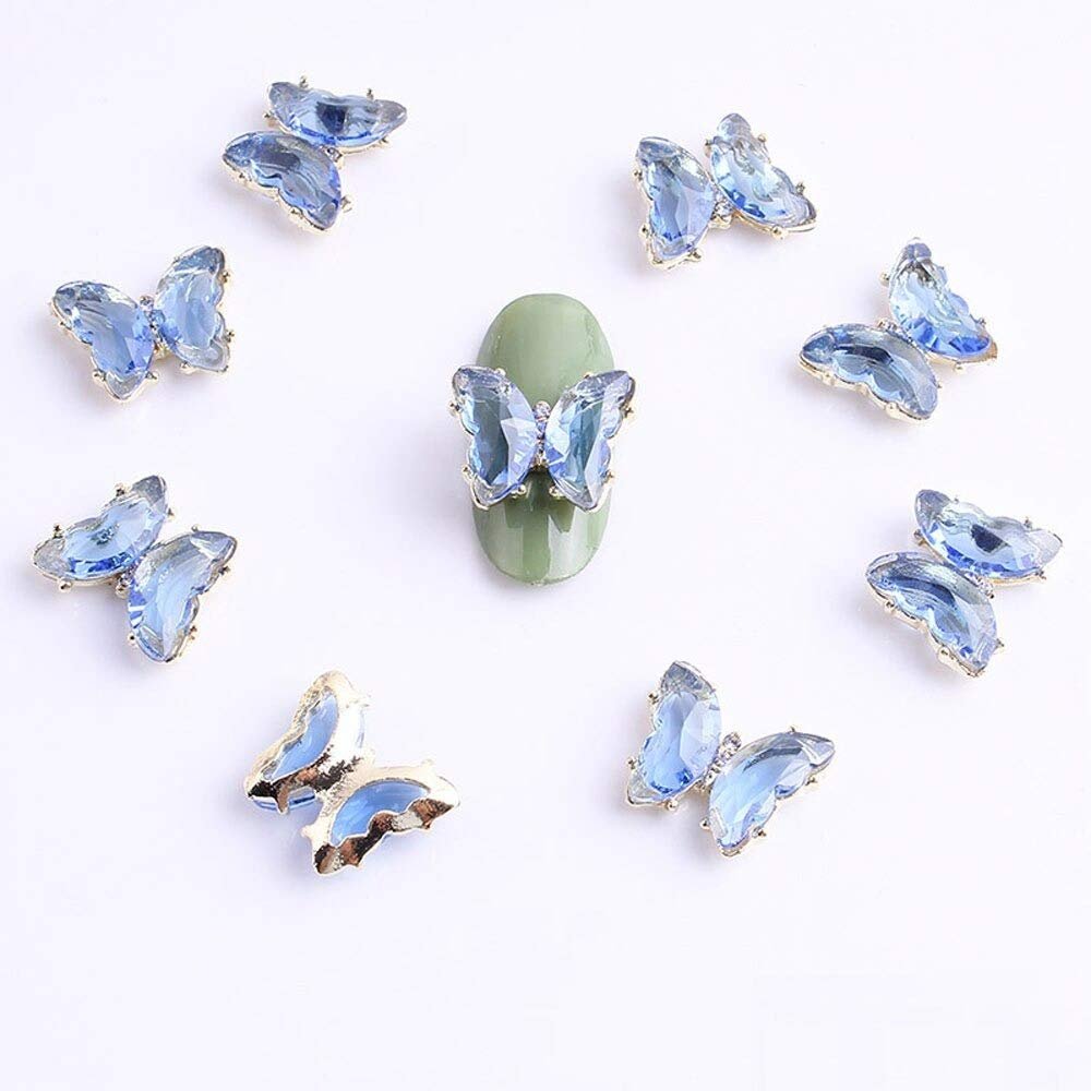 10pcs/Lot 1512mm Nail Art Decorations 3D Nail Supplies Crystal Gold Butterfly Nail Sticker Rose DIY Handmade Decorations (3)