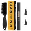 Beard Pencil Filler for man Water Proof Beard pen and beard brush Long Lasting Coverage Natural Finish, Male Mustache Repair Shape, Effective Enhance Facial Hair BLACK view 1
