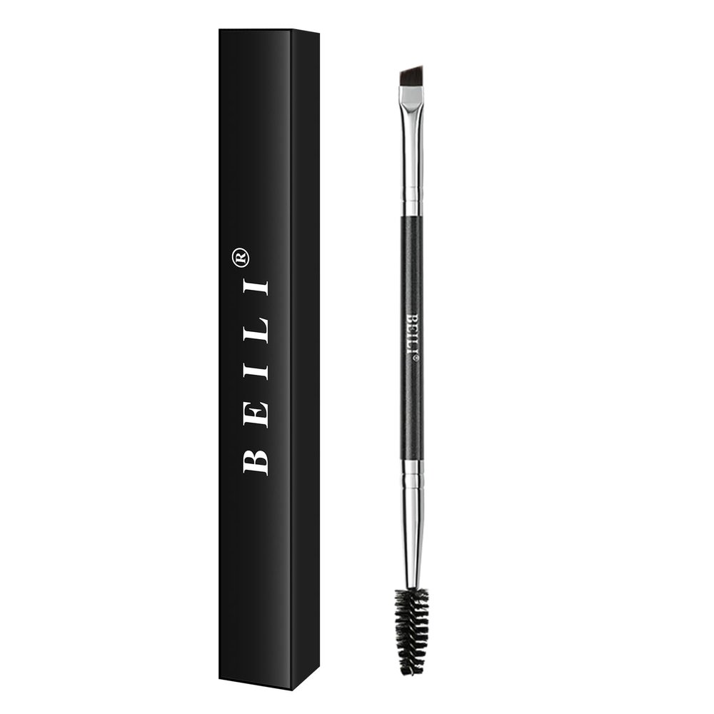 BEILI Duo Eyebrow Brush - Professional Angled Eye Brow Brush and Spoolie