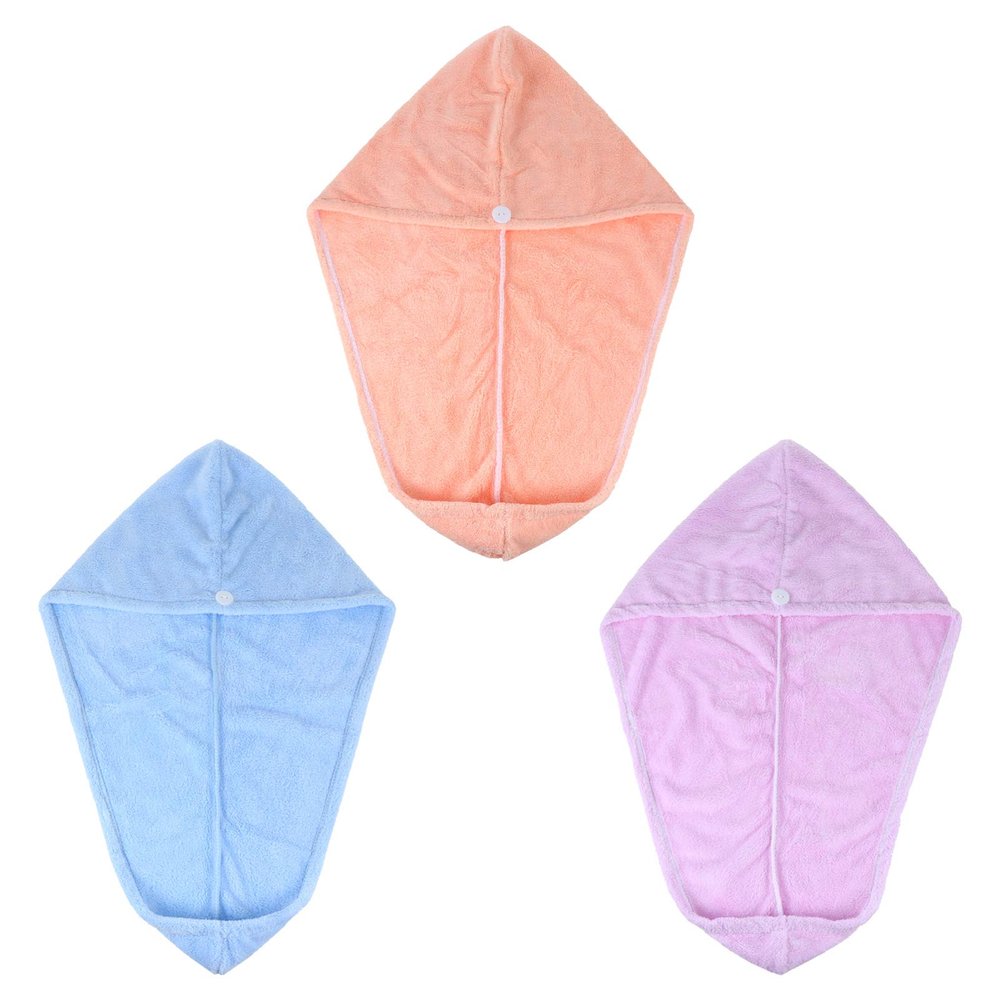 Cabilock 3pcs Fleece Hair Drying Towels Ultra Absorbent Shower Caps for Women Fast Drying Turban for Curly and Hair Convenient for Home and Travel Light