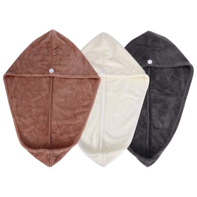 Cabilock 3pcs Hair Towel Wrap Fast Drying Absorbent Caps Fleece for Shower Spa and Daily Use Deep and Colors