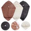 Cabilock 3pcs Hair Towel Wrap Fast Drying Absorbent Caps Fleece for Shower Spa and Daily Use Deep and Colors view 3