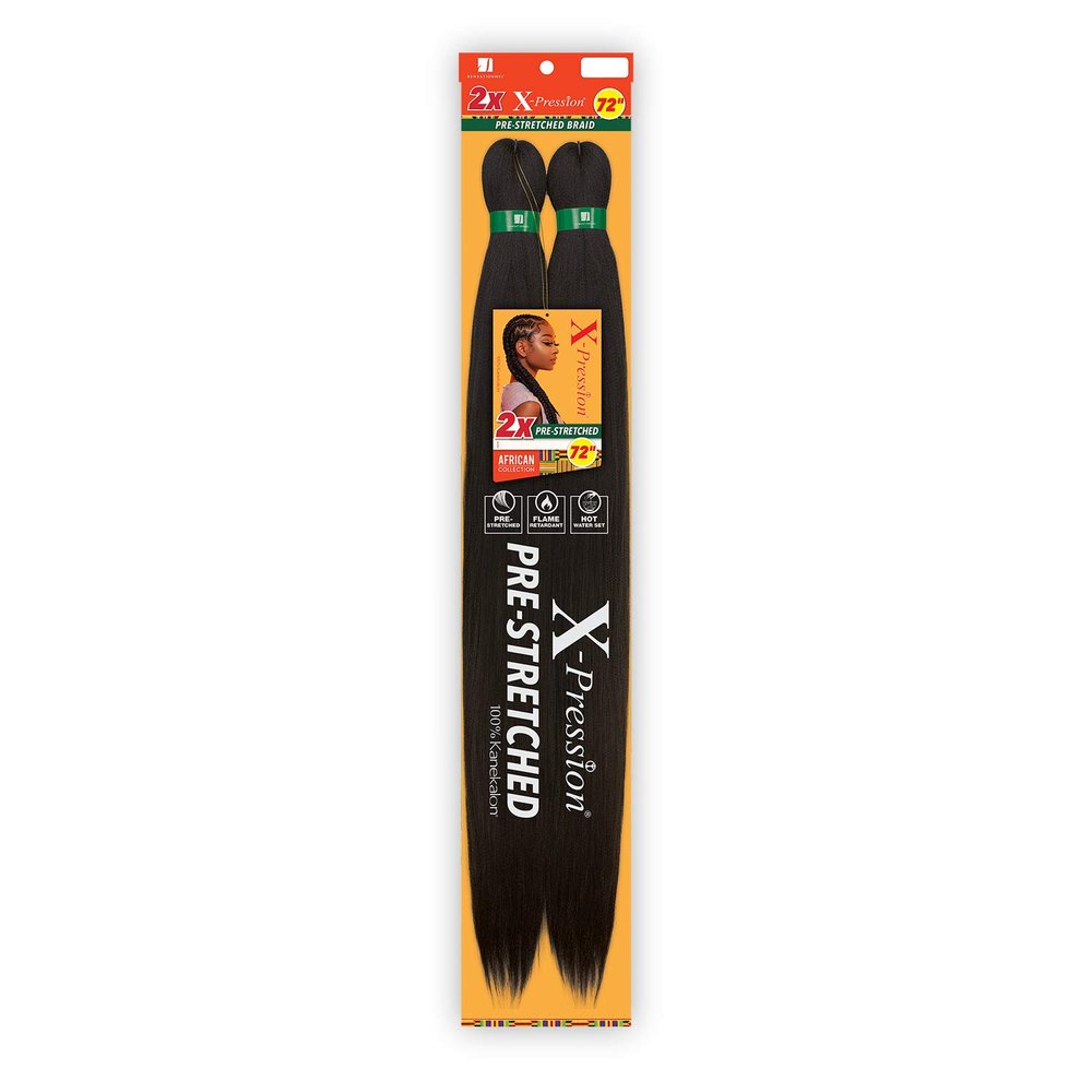 Sensationnal Sensationnel Crochet Braids African Collection 2X X-Pression Pre-Stretched Braid 72 inches (5-pack, 1B)